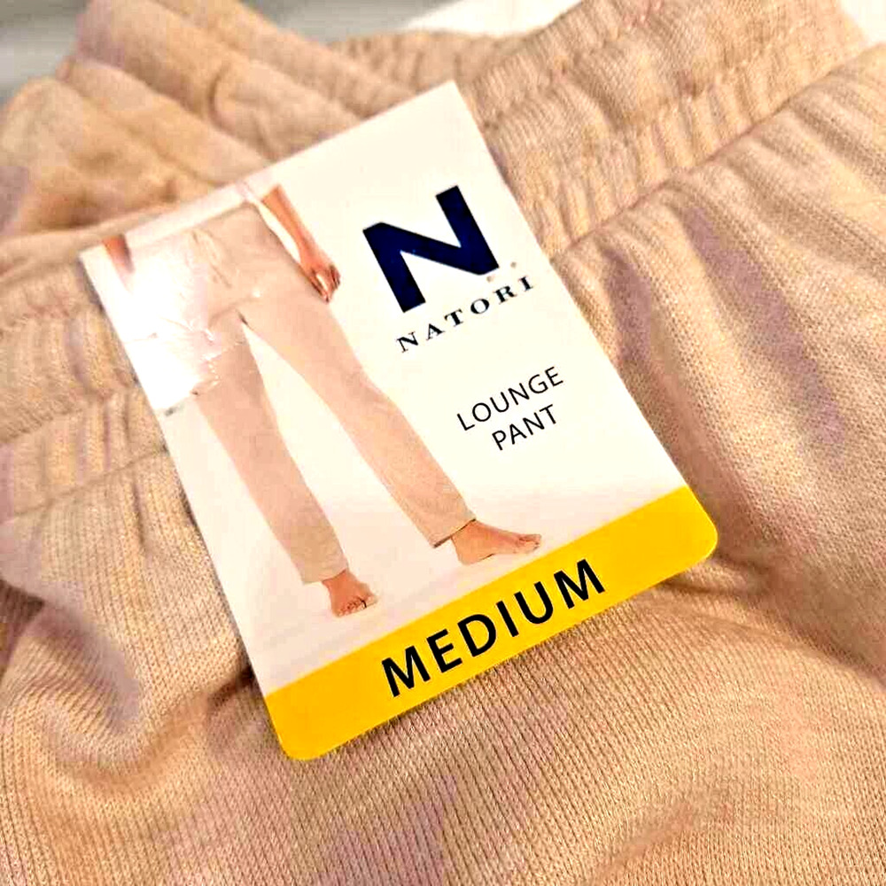 Natori Women's Heather Latte Lounge Pants Beige Drawstring Pockets Sweats M New
